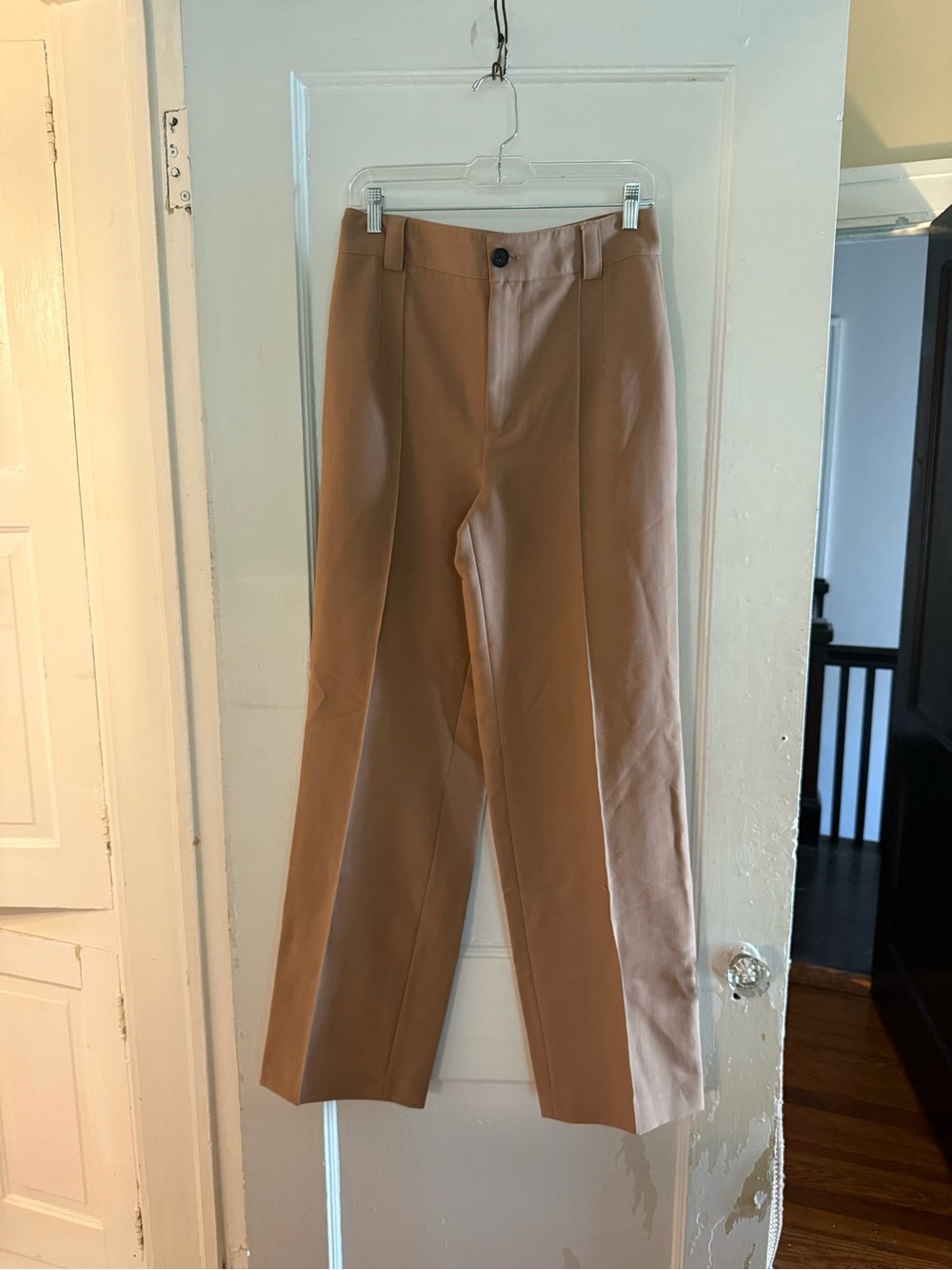 Zara Women's Tan Straight-Leg Trousers